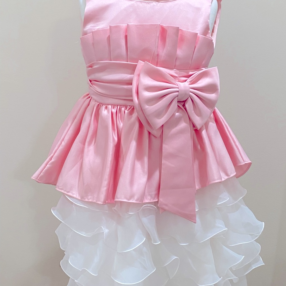 A pink and white ruffle dress, very awesome condition.